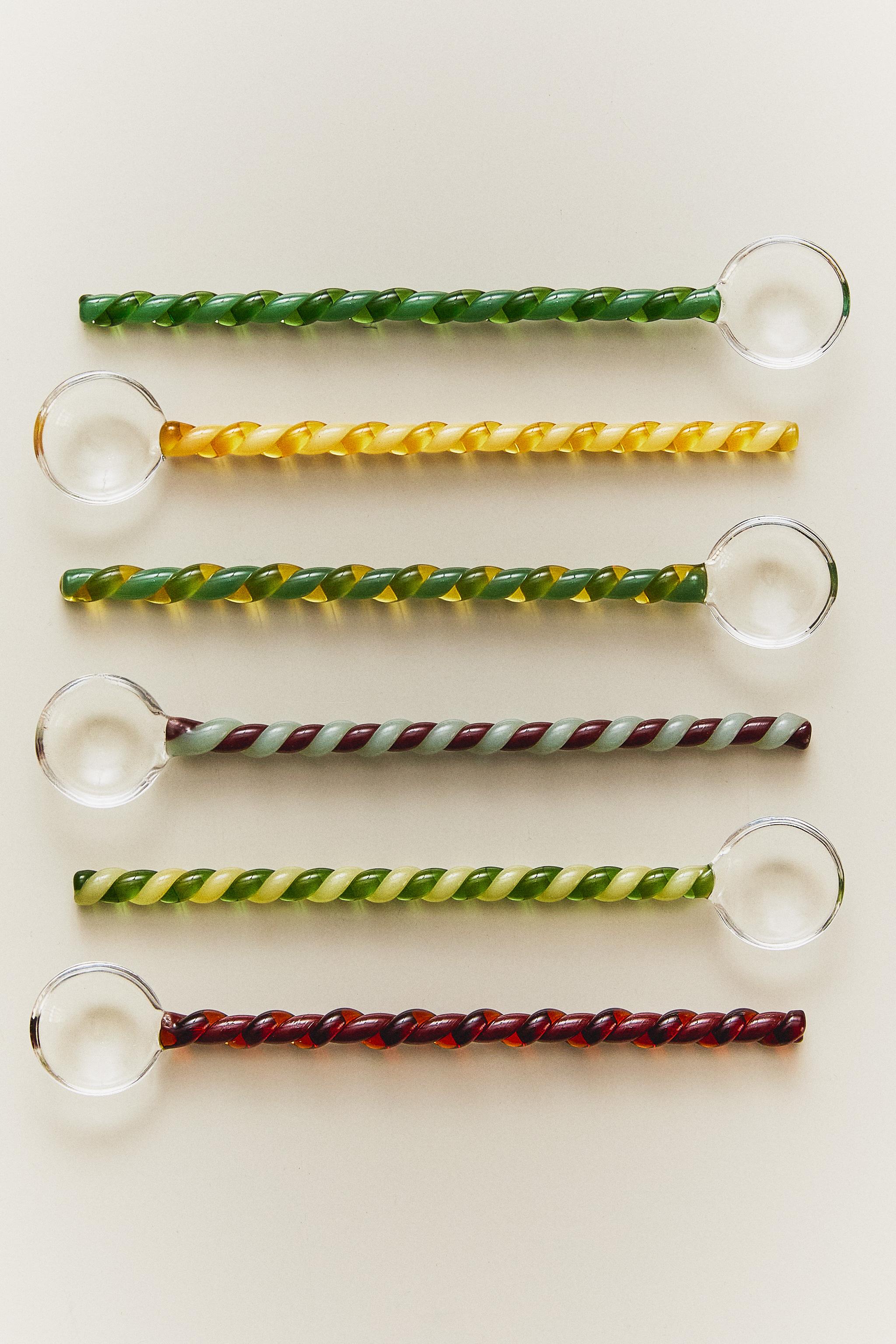 PACK OF MULTICOLOR GLASS SPOONS (PACK OF 6)